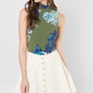 Free people pixie print cutout bodysuit